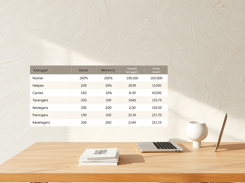 На изображении таблица с категориями и соответствующими данными по процентам и значениям.